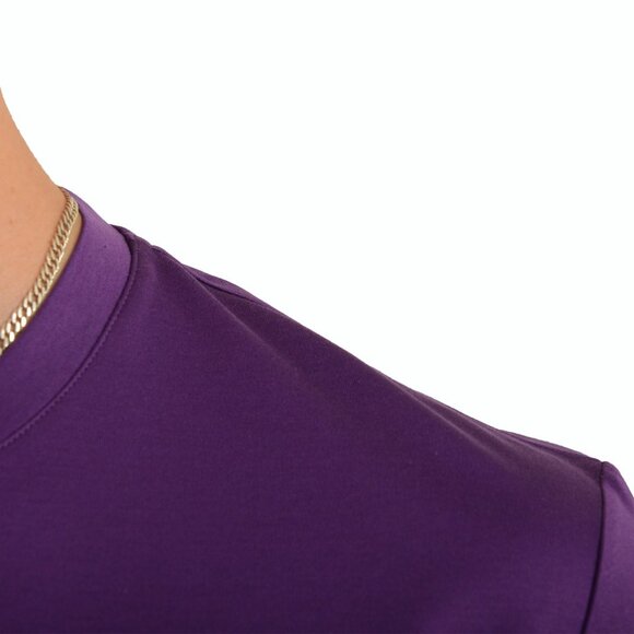 Versace Men's Purple & Silver Medusa Logo Print Short Sleeve T-Shirt US M IT 50 - Picture 4 of 6